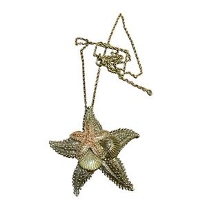 Statement Starfish Seashell Pendant Necklace‎ Beachy Coastalcore Jewelry